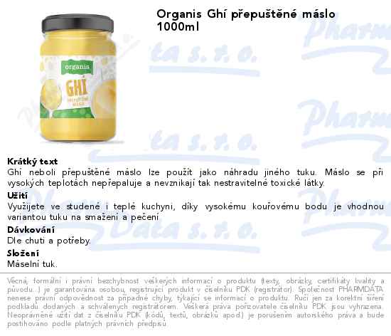 Organis GhĂ­ pĹ™epuĹˇtÄ›nĂ© mĂˇslo 1000ml
