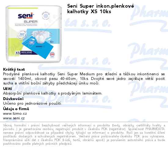 Seni Super inkon.plenkovĂ© kalhotky XS 10ks