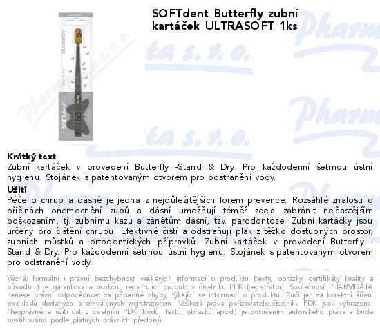 SOFTdent Butterfly zubnĂ­ kartĂˇÄŤek ULTRASOFT 1ks