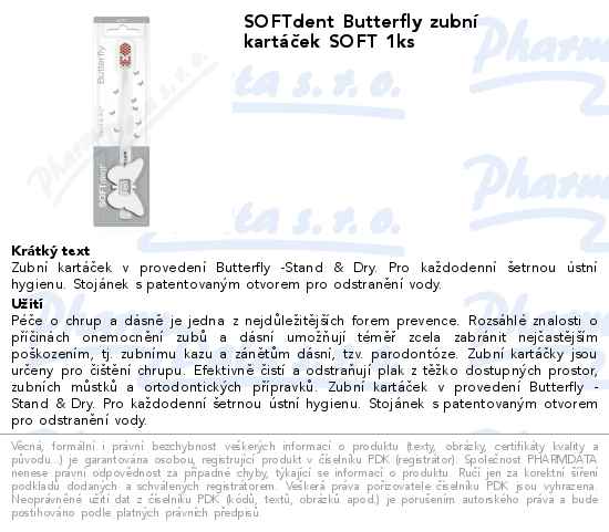 SOFTdent Butterfly zubnĂ­ kartĂˇÄŤek SOFT 1ks