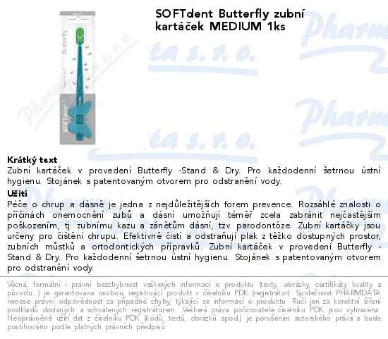 SOFTdent Butterfly zubnĂ­ kartĂˇÄŤek MEDIUM 1ks