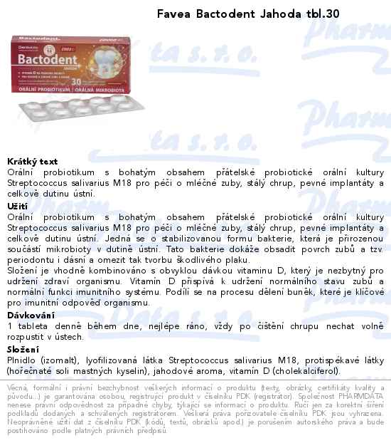 Favea Bactodent Jahoda tbl.30