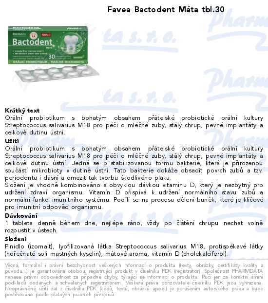 Favea Bactodent MĂˇta tbl.30