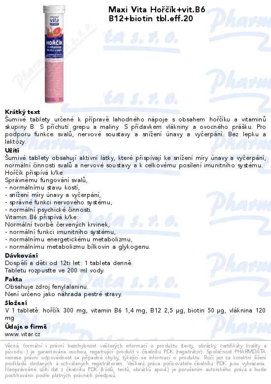 Maxi Vita HoĹ™ÄŤĂ­k+vit.B6 B12+biotin tbl.eff.20