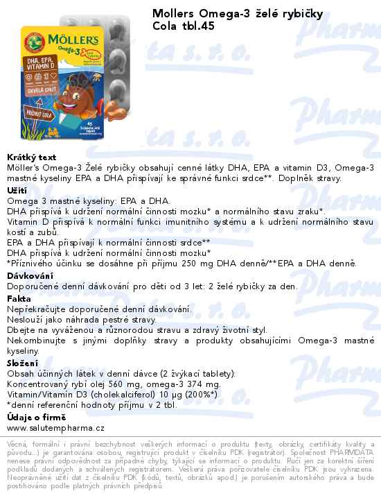 Mollers Omega-3 ĹľelĂ© rybiÄŤky Cola tbl.45